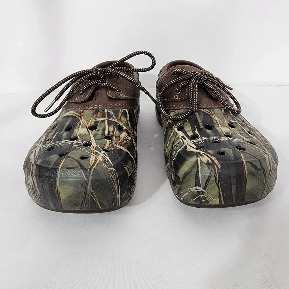 Crocs Mens Camo Leather Islander Pitcrew Sport Clogs Advantage Max 4 HD Size 11